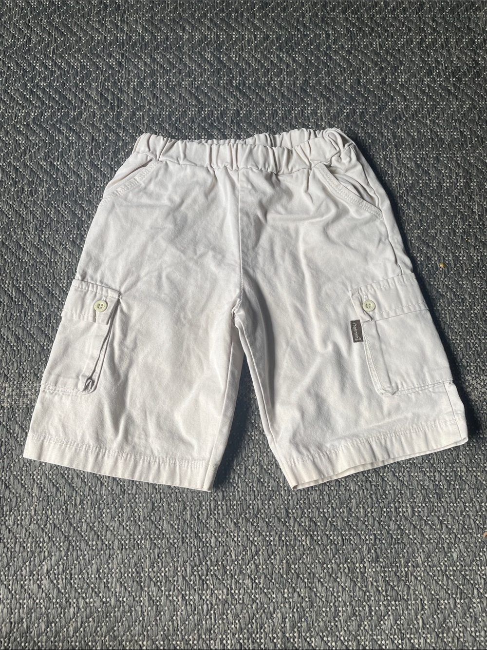 Kids White Cargo Shorts with Elastic Waist